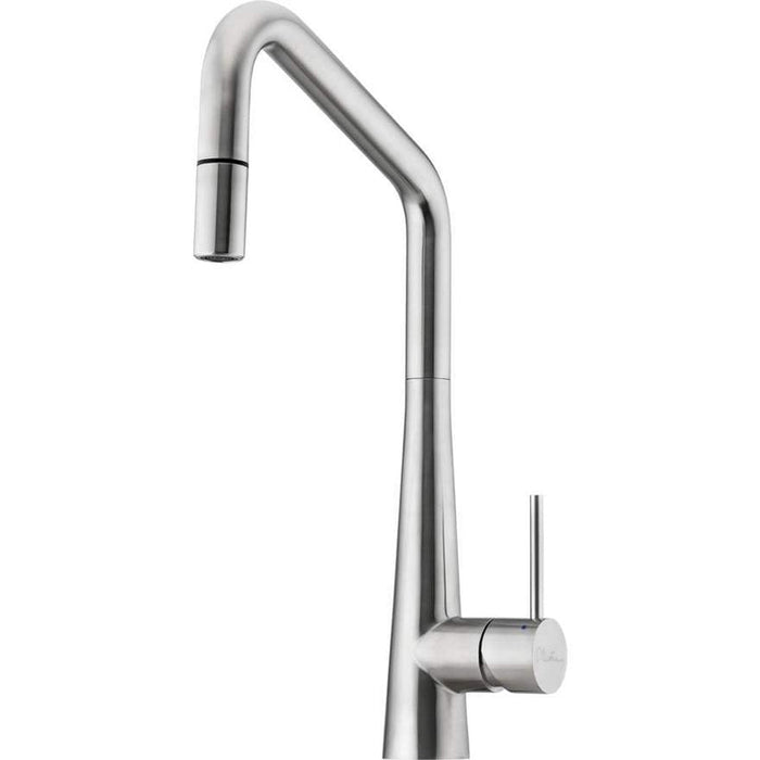 Oliveri Essente Stainless Steel Square Goose Neck Pull Out Mixer-SS2575-blue-leaf-bathware