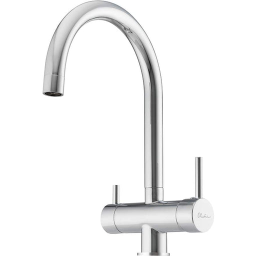 Oliveri Essentials round goose neck 3 way filter tap-FT3EGN-blue-leaf-bathware