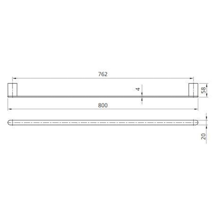 Oliveri Madrid Brushed Nickel Single Towel Rail 800mm-MA830A07BN-blue-leaf-bathware