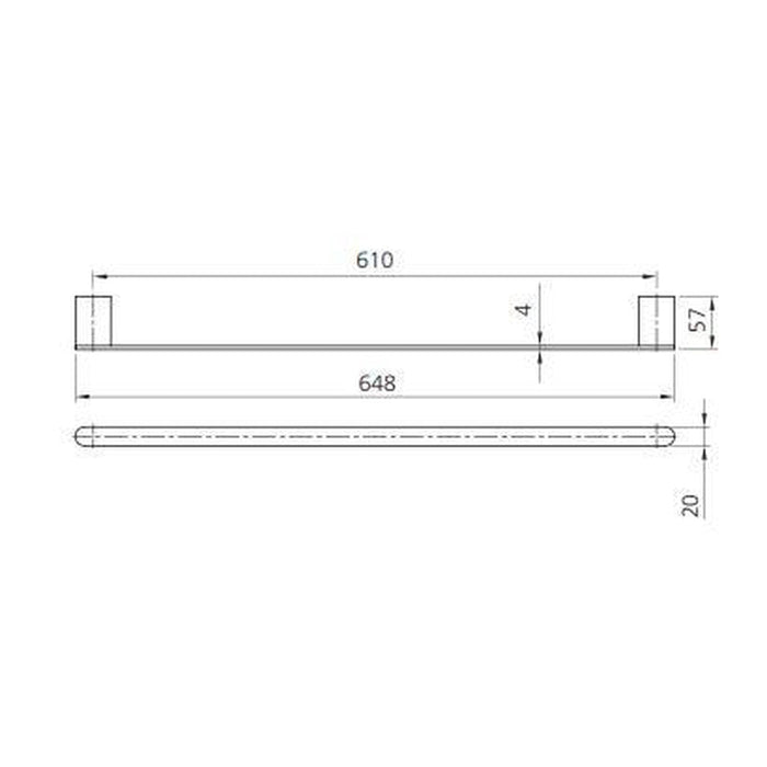 Oliveri Madrid Matte Black Single Towel Rail 650mm-MA824CC3MB-blue-leaf-bathware