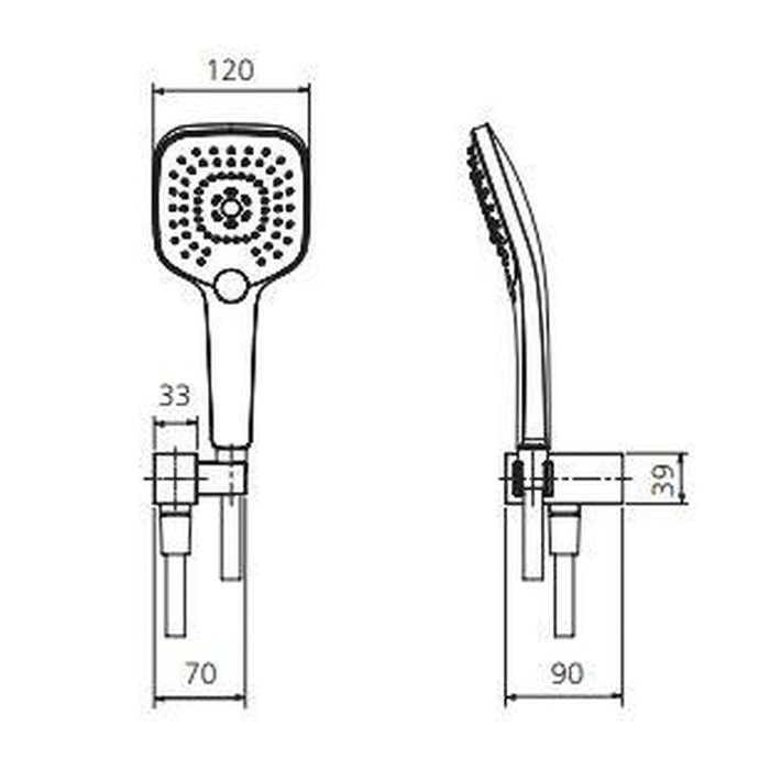 Oliveri Monaco Brushed Nickel Hand Shower With Bracket-MO168013BBN-blue-leaf-bathware