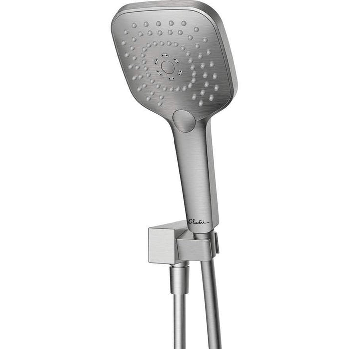 Oliveri Monaco Brushed Nickel Hand Shower With Bracket-MO168013BBN-blue-leaf-bathware