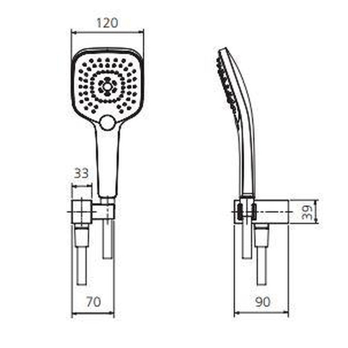 Oliveri Monaco Chrome Hand Shower With Bracket-MO168013BCR-blue-leaf-bathware