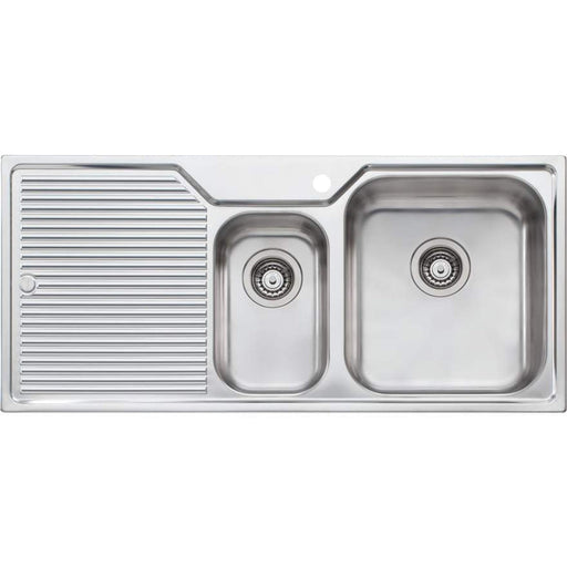 Oliveri Nu-Petite 1 & 1/2 bowl Topmount sink L/H Drainer-NP602 1TH-blue-leaf-bathware