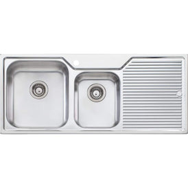 Oliveri Nu-Petite 1 & 3/4 Bowl Topmount Sink With Right Hand Drainer-NP611 1TH-blue-leaf-bathware