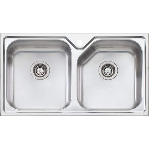 Oliveri Nu-Petite Double Bowl Topmount Sink-NP663 1TH-blue-leaf-bathware