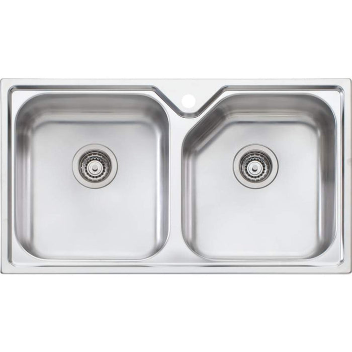 Oliveri Nu-Petite Double Bowl Topmount Sink-NP663 1TH-blue-leaf-bathware