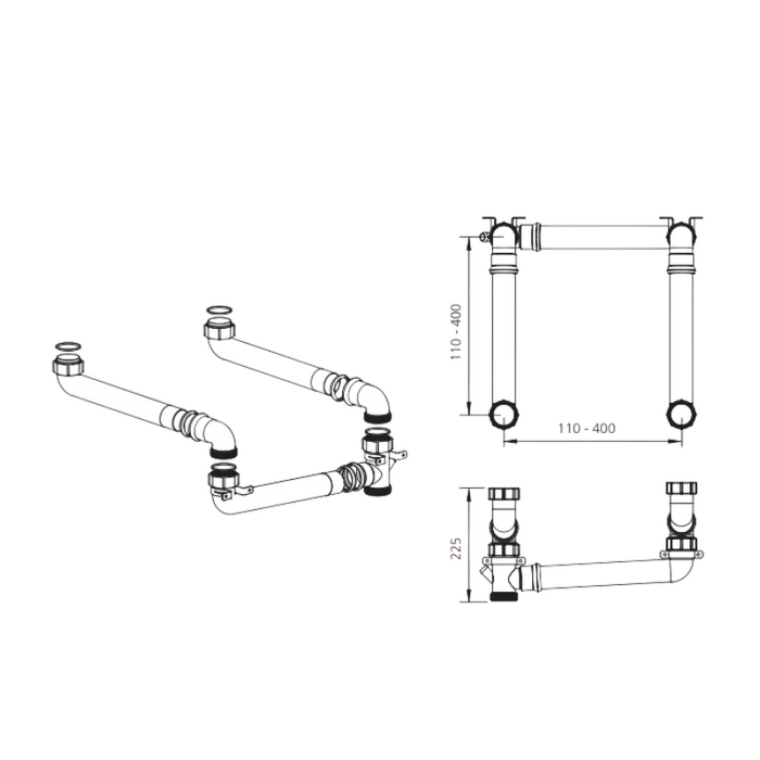 Oliveri Opti-space Connector Kit-AC29-D-blue-leaf-bathware