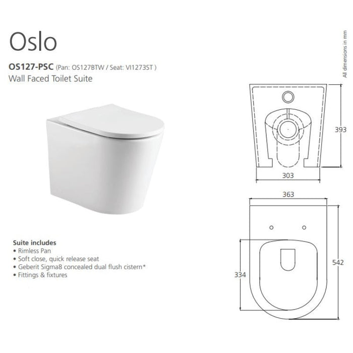 Oliveri Oslo Rimless Wall Faced Toilet Suite-blue-leaf-bathware