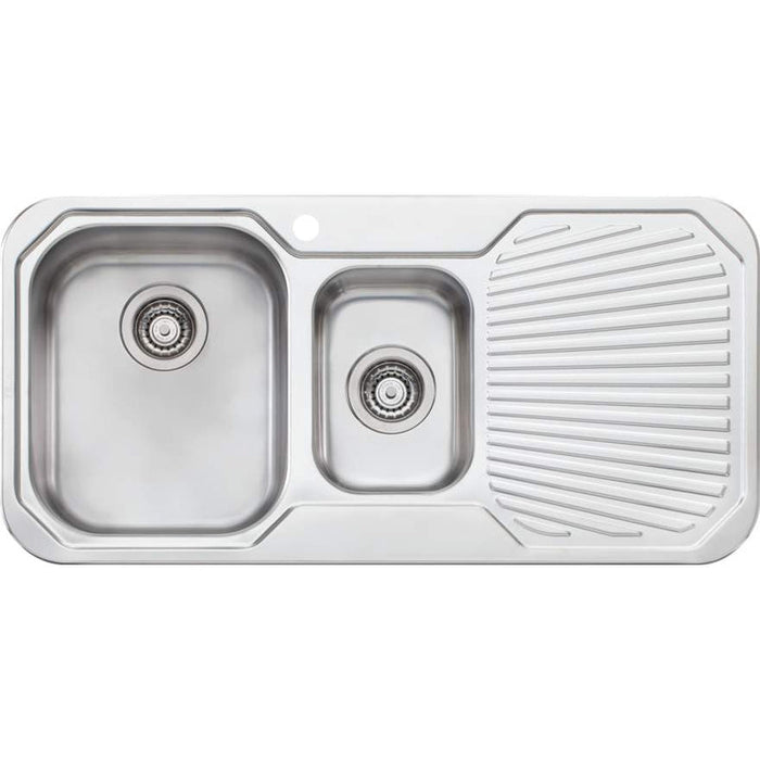 Oliveri Petite 1 & 1/2 Bowl Sink With Right Hand Drainer-PE301 1TH-blue-leaf-bathware