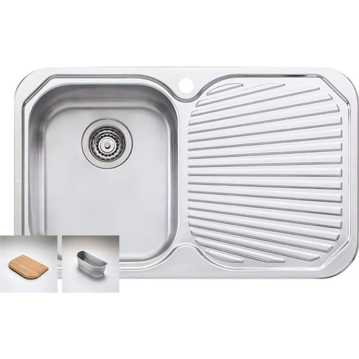 Oliveri Petite Single Bowl Sink With Left Hand Drainer-PE322 1TH-blue-leaf-bathware