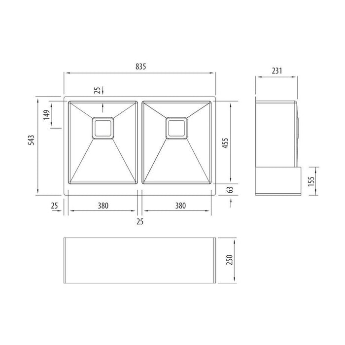 Oliveri Professional Butler Series Double Bowl Sink With Apron-PR1263U-blue-leaf-bathware