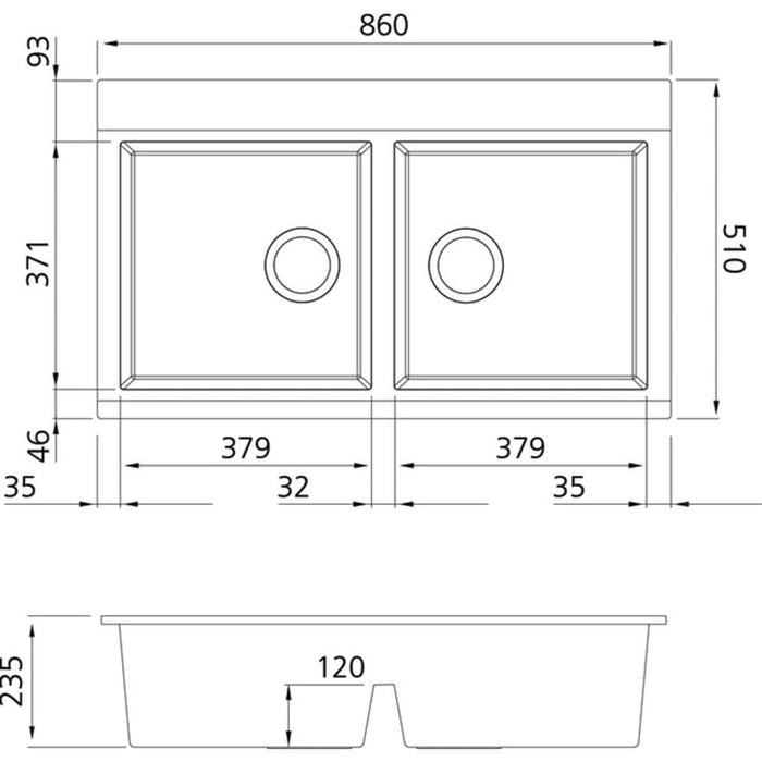 Oliveri Santorini Black Double Bowl Topmount Sink With Glass Top-ST-BL1566GT-blue-leaf-bathware