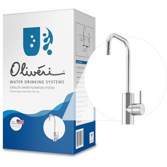 Oliveri Satellite Water Filtration System with Square Goose Neck Filter Tap-FS7075-blue-leaf-bathware