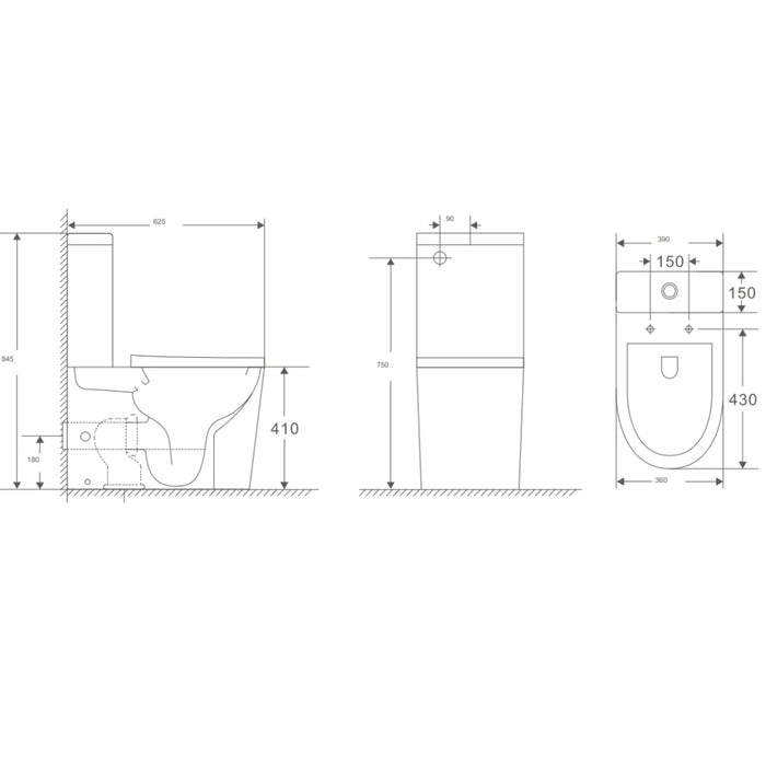 Onyx Halo Tornado Wall Faced Toilet Suite with UF Slim Seat
