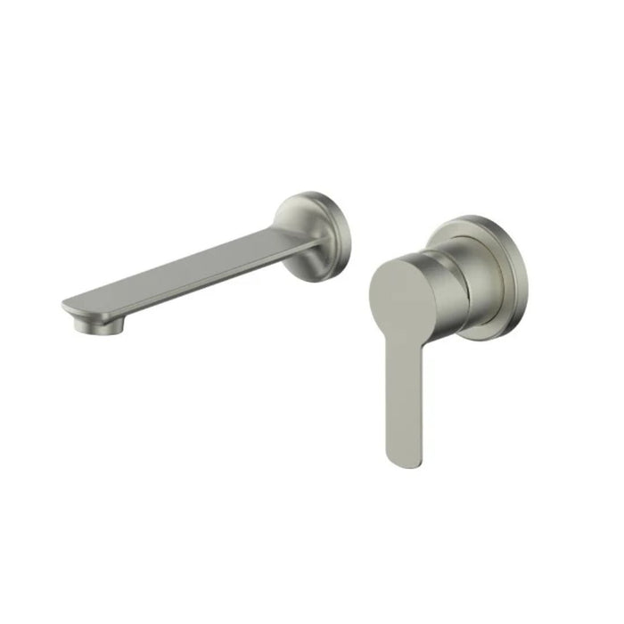 Greens Astro II Wall Basin Mixer Set - Brushed Nickel