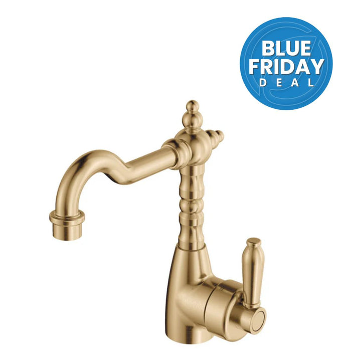 Fienza Eleanor Shepherds Crook Sink Mixer -Urban Brass / Urban Brass