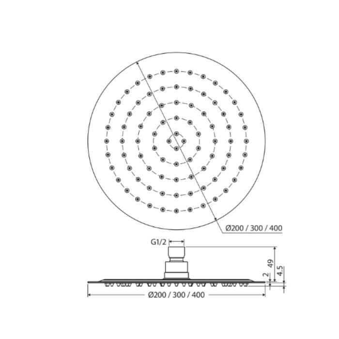 Fienza Slice Round 400 Super Thin Overhead Rain Shower