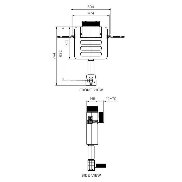 Parisi Incasso Front/Top Flush Concealed Cistern Adj Flush Pipe