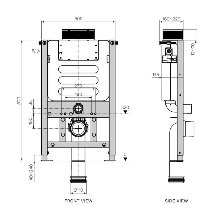 Parisi Incasso Front/Top Flush Concealed Cistern Metal Frame