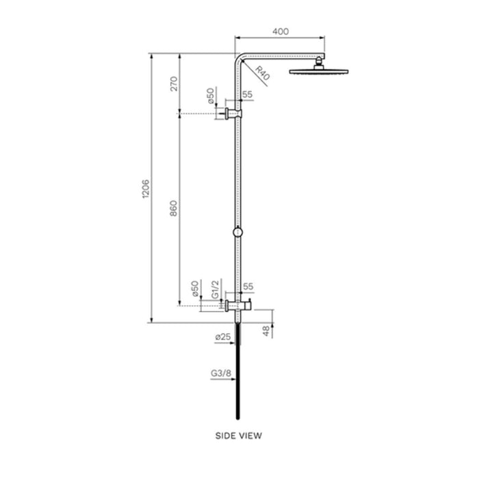 Parisi Envy II Shower Column with Sliding Rail & Turn Diverter - Matt Bronze