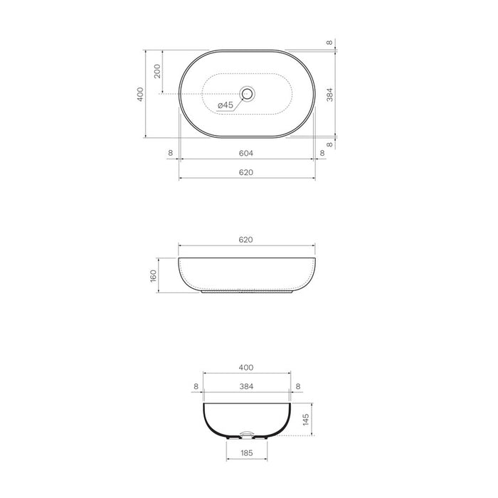 Parisi App 62 Bench Basin - Gloss White-FLAP62-blue-leaf-bathware