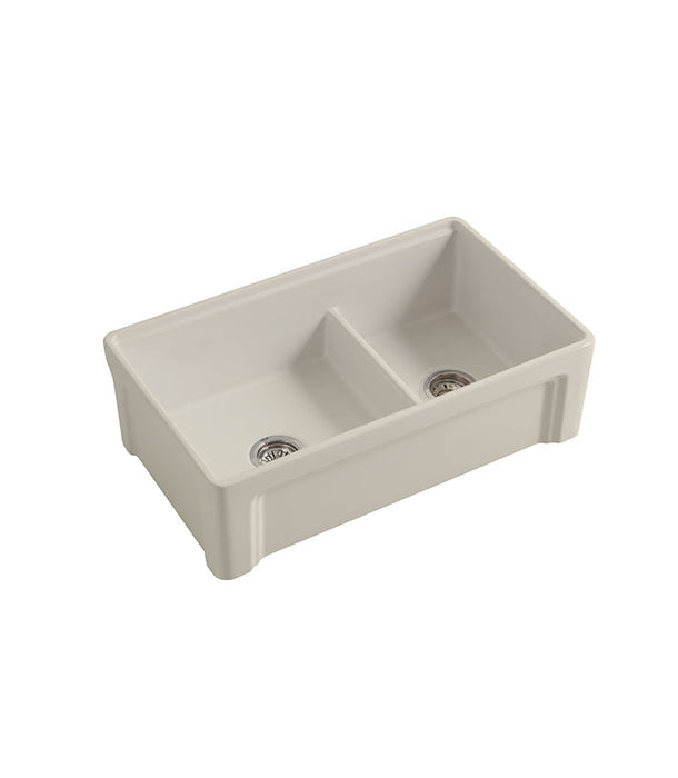 Parisi Cornice Double Bowl Sink 840mm - Pergamon-SMTOS33D.12-blue-leaf-bathware