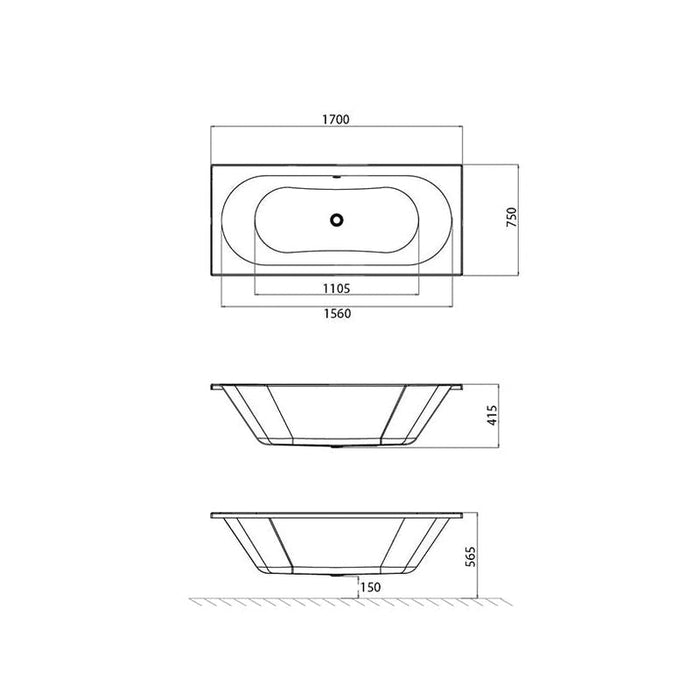 Parisi Elli 1700 Inset Bath-AB17075.D-blue-leaf-bathware