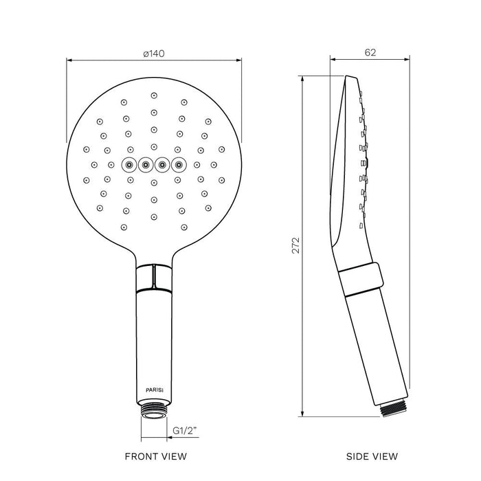 Parisi Elli II Hand Shower (3 Function) with Hose - Chrome-E2.HS-3-blue-leaf-bathware