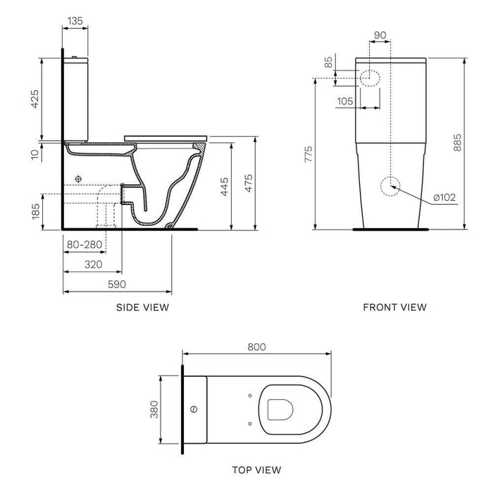 Parisi Ellisse II Accessible Wall Faced Suite Rimless (Including White Seat)-PN805-blue-leaf-bathware