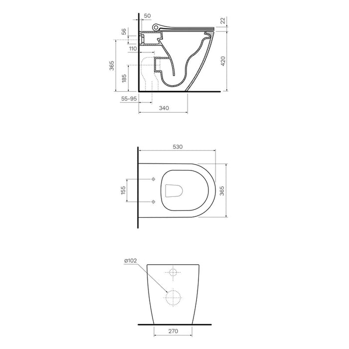 Parisi Ellisse MKII Rimless Wall Faced Pan with Pressalit Seat-PN61P-blue-leaf-bathware