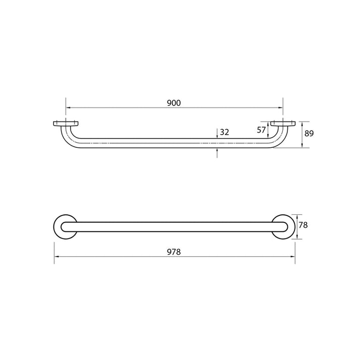 Parisi Envy Grab Rail Straight 900mm-PP.GB90-blue-leaf-bathware