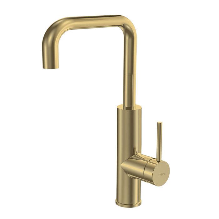 Parisi Envy II Kitchen Mixer with Square Spout - Brushed Brass-P2.07-1HS.46-blue-leaf-bathware