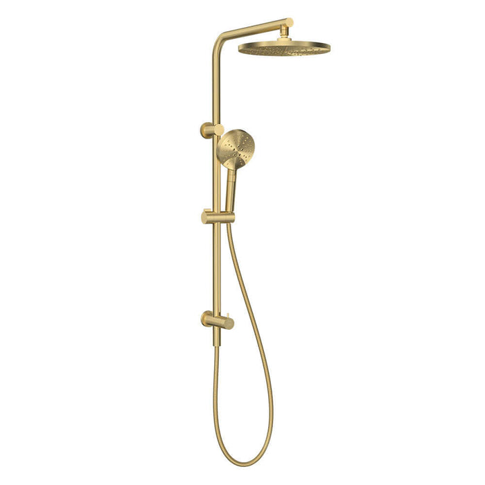 Parisi Envy II Shower Column with Sliding Rail & Turn Diverter - Brushed Brass-P2.08-DTW.46-blue-leaf-bathware