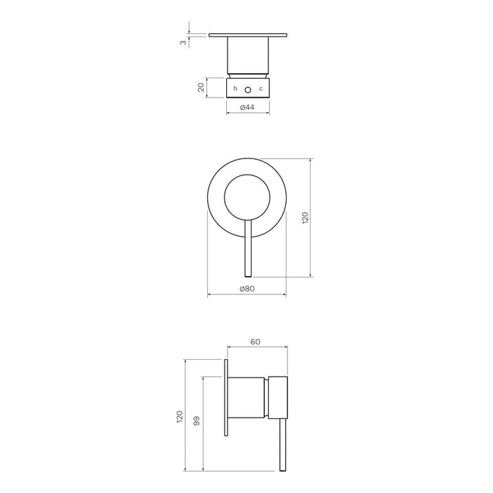 Parisi Envy II Wall Mixer Brushed Brass-P2.05.46-blue-leaf-bathware