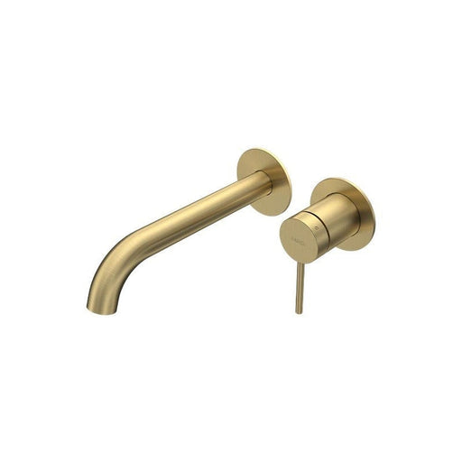 Parisi Envy II Wall Mixer with 190mm Spout Brushed Brass-P2.01-2RF190.46-blue-leaf-bathware