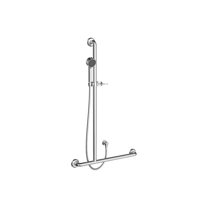 Parisi Envy Sliding Grab Rail Left Hand with Hand Shower-PP.GB90L-SR-blue-leaf-bathware