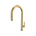 Parisi Ergo 30 Kitchen Mixer with Round Spout and Pull Out Spray - Brushed Brass-EG30.07-1HRO.46-blue-leaf-bathware