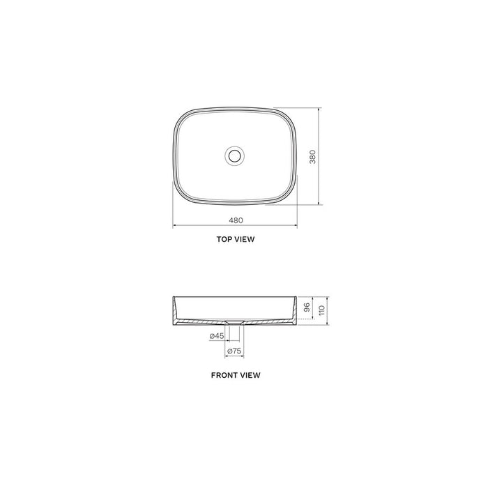 Parisi Fino Square Solid Surface 48 Wash Basin-FI-48-SGW-blue-leaf-bathware