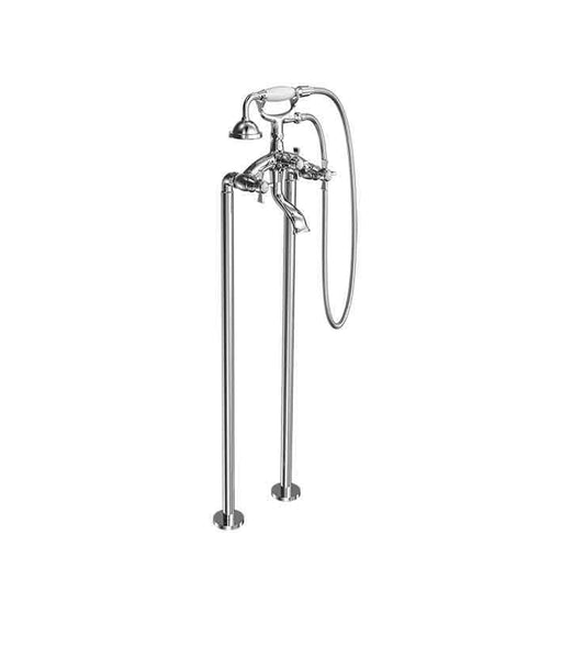 Parisi Hermitage Bath Filler Chrome with Hand Shower (Cross Handle)-HE.08-D2F-blue-leaf-bathware