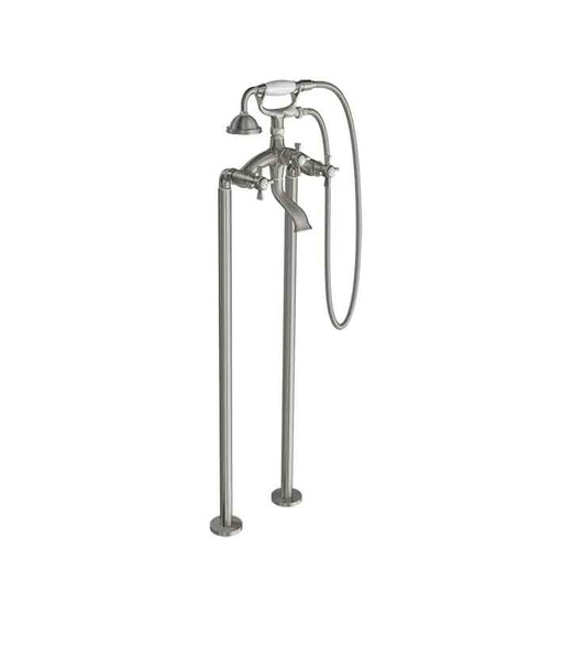 Parisi Hermitage Bath Filler Pewter with Hand Shower (Cross Handle)-HE.08-D2F.40-blue-leaf-bathware