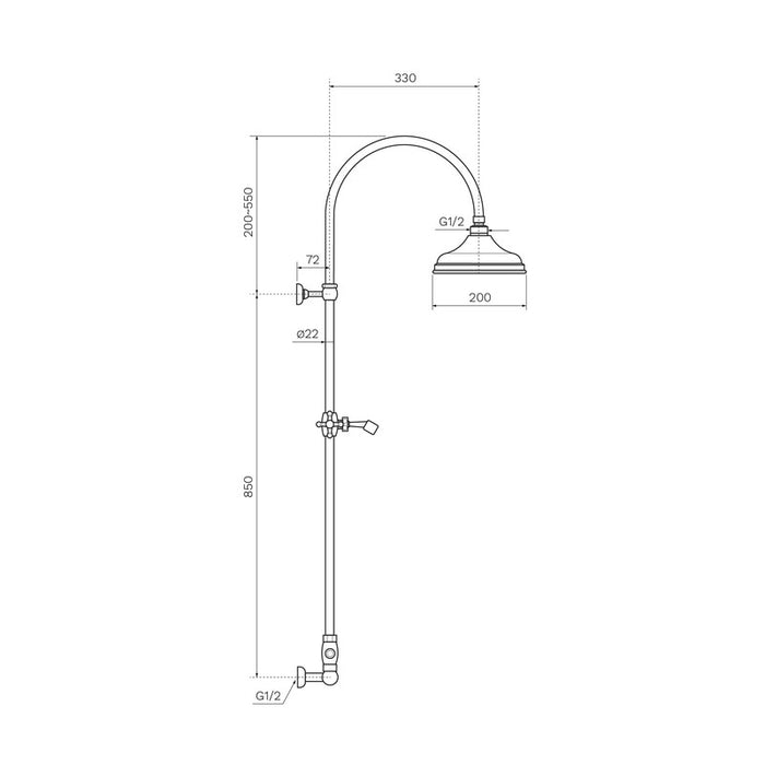 Parisi Hermitage Shower Column - Chrome-HE.08-D2W-blue-leaf-bathware