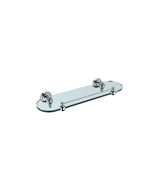 Parisi Hermitage Toughened Glass Shelf 400mm - Chrome-HE.SH40-blue-leaf-bathware