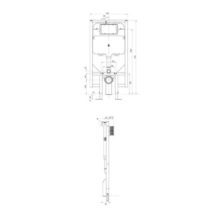 Parisi Inwall Concealed Cistern with Metal Frame-PA120-blue-leaf-bathware