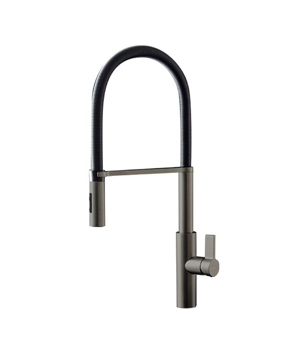 Parisi Libera Kitchen Mixer with Black Spring Spray - Titanium Satin-63930Q.M2.070-blue-leaf-bathware