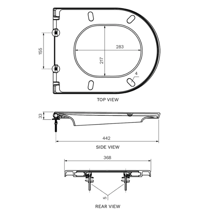 Parisi Linfa 70 Soft Close Seat (Centric Lift off Hinge 70°)-PN5770-blue-leaf-bathware