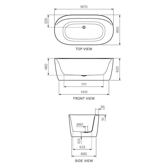 Parisi Loom 1670mm Freestanding Bath-ABF16785M-blue-leaf-bathware