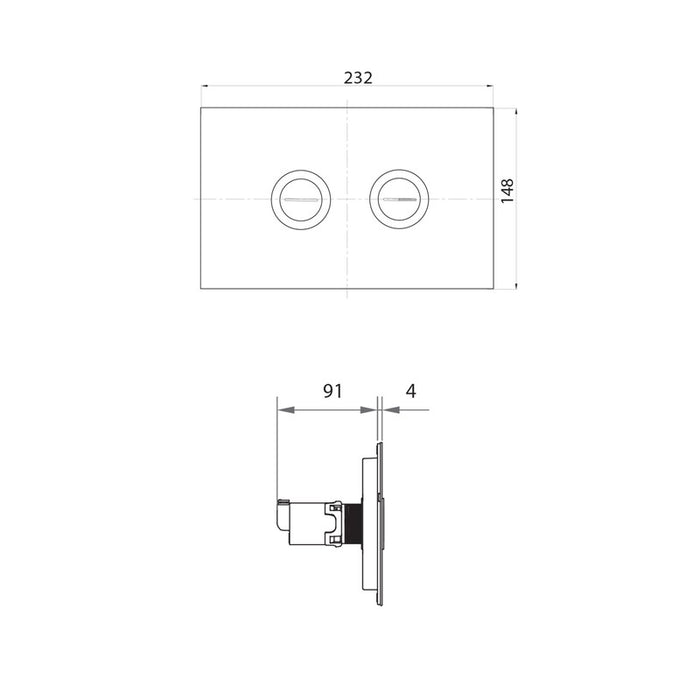 Parisi Pneumatic Twin Button Set - Brushed Chrome-PA242-blue-leaf-bathware