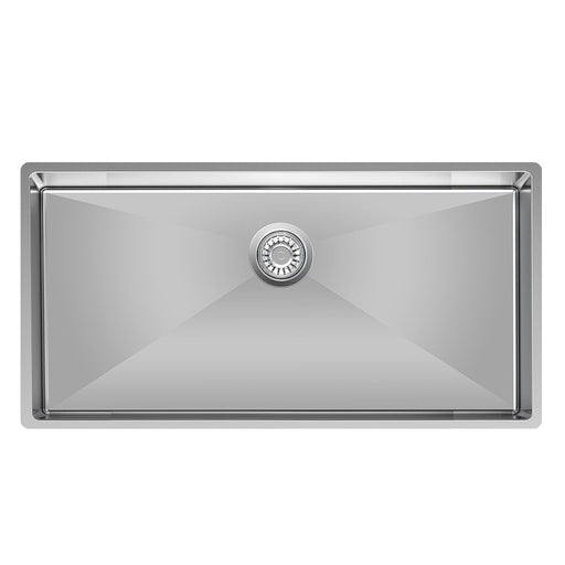 Parisi Quadro Sink Deep Single Bowl 865mm - Stainless Steel-PK8644DS-blue-leaf-bathware