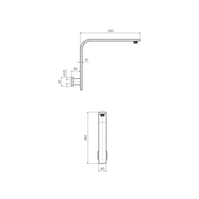 Parisi Quasar II High Rise Wall Shower Arm Polished Chrome-Q2.SA.1W-blue-leaf-bathware